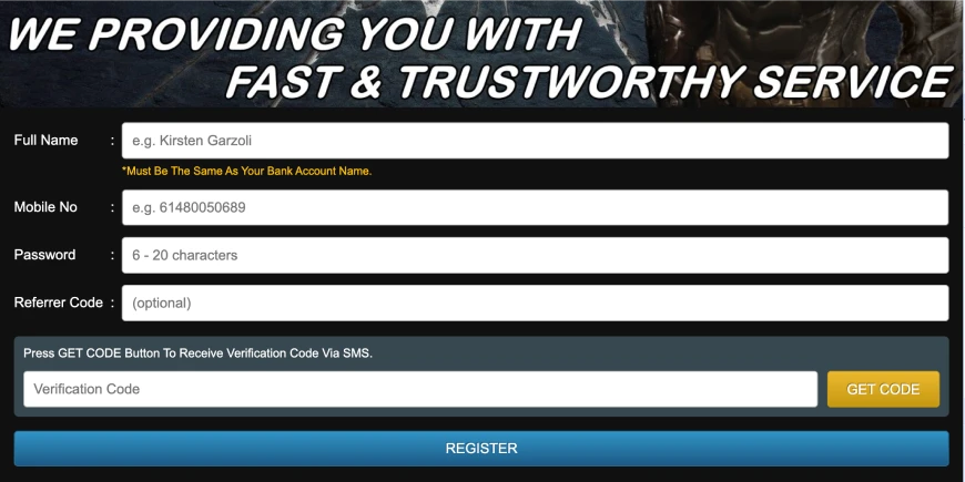 Betman Casino sign up form Betman Casino sign up form